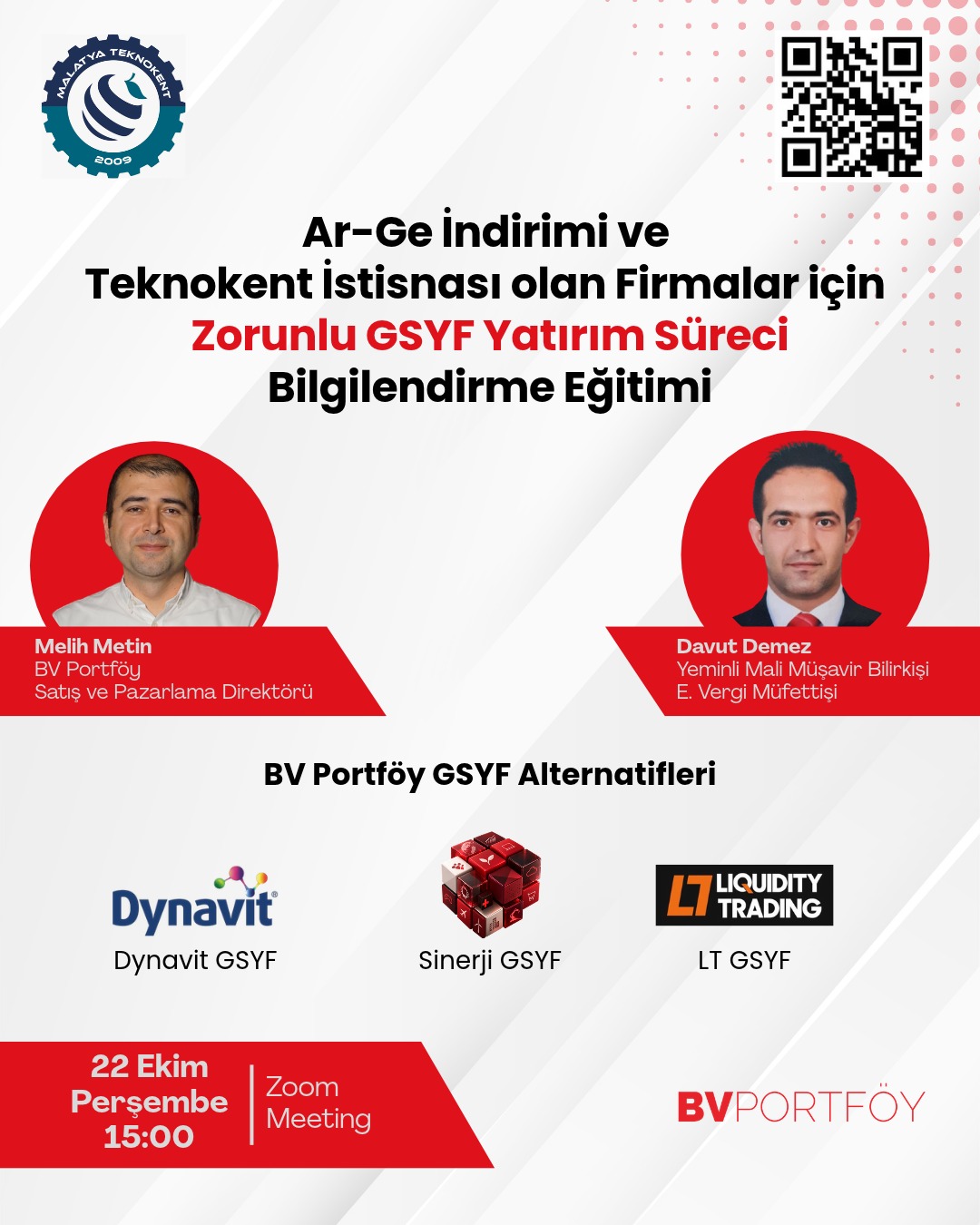 Malatya Teknokent tarafıdnan GSYF Yatırım Süreci Bilgilendirme Eğitimi düzenlenecektir.