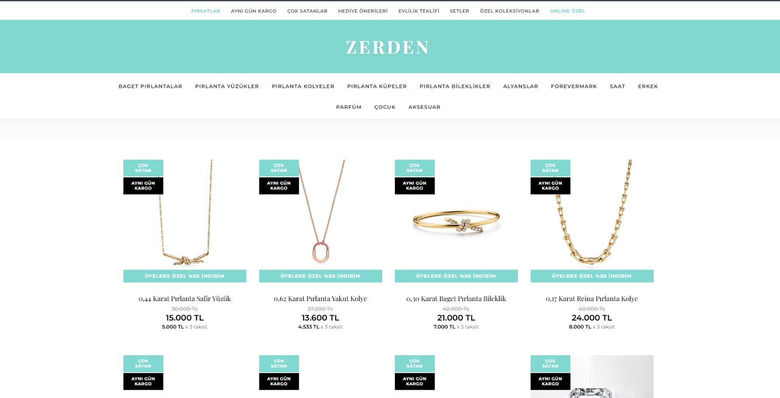 Zerden Kuyumculuk E-Ticaret Sitesi